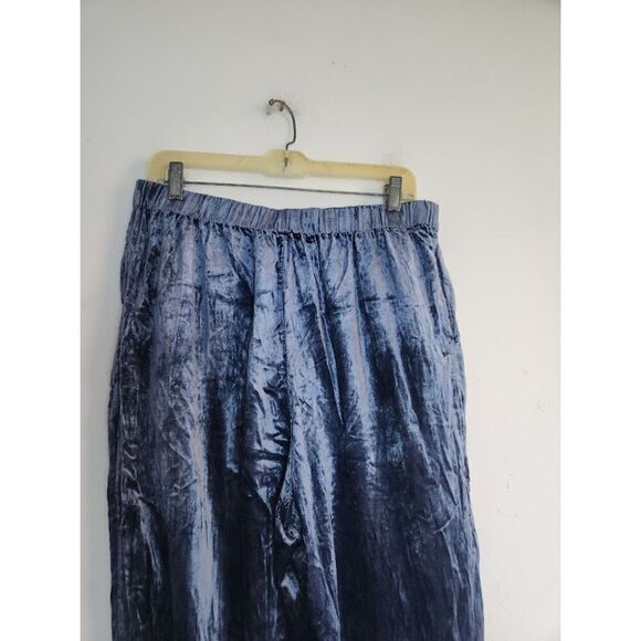 Anthropologie Etta:Twa Blue Velvet Pull On Kinley Ankle Pants size Medium - Picture 5 of 9